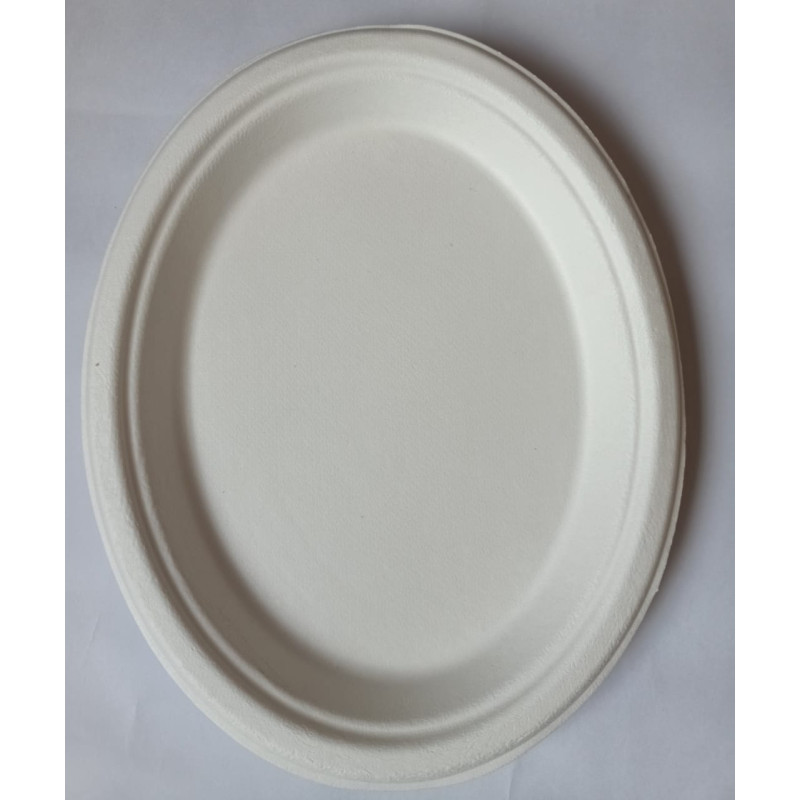 9" Plain oval plat (Bagasse)