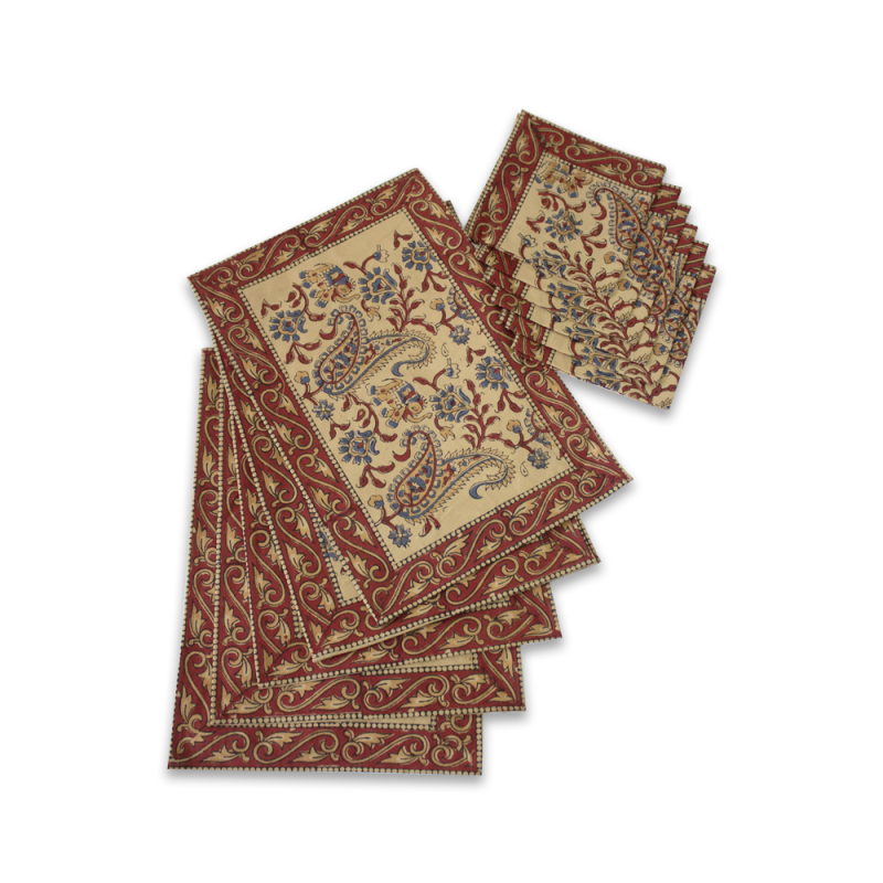 Hand-block Printed Table Mat Set (Pack Of 6)