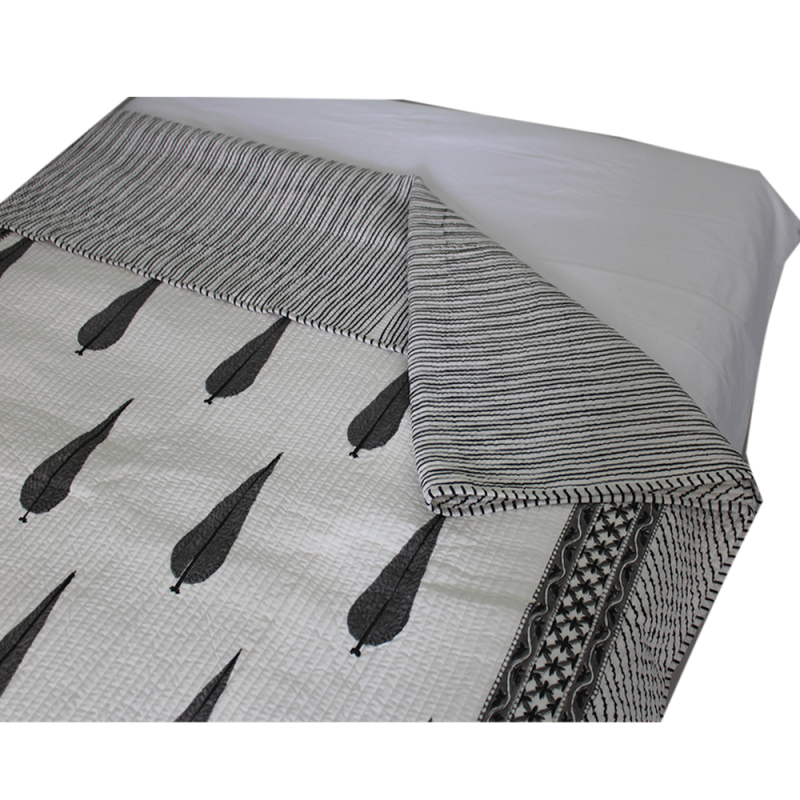 Hand Block Printed Quilted Single Bedspread